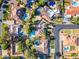 Aerial of neighborhood shows backyard pools and amenities at 8604 S Oak St, Tempe, AZ 85284