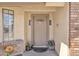 Charming front entrance with a decorative door, plants, and welcome decor at 3046 E Dover St, Mesa, AZ 85213