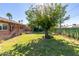 Lush backyard featuring mature shade trees and well-kept green grass at 3538 W Sierra Vista Dr, Phoenix, AZ 85019