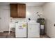 Functional laundry room equipped with a utility sink, storage, and a washer-dryer set at 1066 Leisure World --, Mesa, AZ 85206