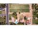 Aerial view of horse property with lush lawn, horse facilities, and nearby pool at 4145 W Banff Ln, Phoenix, AZ 85053