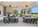Large covered patio with multiple dining tables, perfect for outdoor gatherings and enjoying the scenic views at 19910 E Vallejo St, Queen Creek, AZ 85142