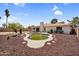 View of backyard pool and exterior of home; lush palms and rock landscape at 3514 W Helena Dr, Glendale, AZ 85308