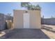 Exterior view of the storage shed located in the backyard, offering practical space for storage at 643 N 92Nd Pl, Mesa, AZ 85207