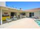 Bright and spacious patio with outdoor seating area, pool, and lush landscaping at 7318 S Mcallister Ave, Tempe, AZ 85283