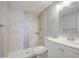 This is an updated bathroom, featuring a walk-in shower with decorative tile and a modern vanity at 7332 W Desert Cove Ave, Peoria, AZ 85345