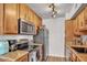 Compact kitchen featuring stylish cabinets and stainless-steel appliances at 3500 N Hayden Rd # 203, Scottsdale, AZ 85251