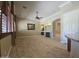 Living room featuring tile floors, fireplace, and built-in cabinets and shelves at 549 E Benrich Dr, Gilbert, AZ 85295
