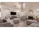 Bright living room featuring vaulted ceilings, fireplace, and neutral decor at 7724 W Oraibi Dr, Glendale, AZ 85308