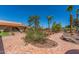 Beautiful brick-laid backyard features vibrant desert landscaping and a charming stucco home exterior at 8043 E Laurel St, Mesa, AZ 85207