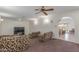 Home theater room with carpeted platforms, comfortable seating, and a large screen for immersive entertainment at 8043 E Laurel St, Mesa, AZ 85207