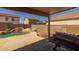 View of backyard pool and patio area from covered patio with built-in barbeque at 12720 W Cantenia Rd, Avondale, AZ 85392