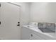Clean, white laundry room with new washer/dryer and adjacent door at 389 W Fairway Pl, Chandler, AZ 85225