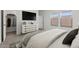 Bedroom featuring an accent wall mounted television, storage, and windows with blinds at 7421 S 76Th Ln, Laveen, AZ 85339