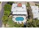Aerial image reveals a beautiful pool area and backyard with ample patio space at 7835 E Cannon Dr, Scottsdale, AZ 85258