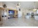 Open-concept living space combines a living room with a kitchen with modern features at 9412 S Palm Dr, Tempe, AZ 85284