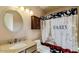 Bathroom with a stylish vanity and a Paris-themed shower curtain at 1222 W Baseline Rd # 163, Tempe, AZ 85283