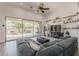 Cozy living room with sliding glass doors leading to the backyard and pool area at 1441 E Folley Pl, Chandler, AZ 85225