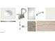 Selections for the bathroom include wood-look tile, white cabinets, brushed nickel fixtures, and matching carpet at 16182 W Bajada Rd, Surprise, AZ 85387