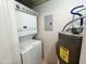 Efficient laundry area with a stackable washer/dryer and a nearby water heater at 3511 E Baseline Rd # 1098, Phoenix, AZ 85042