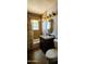 Bathroom featuring granite vanity, decorative lighting and shower with tan tile at 846 E Ocotillo Rd, Phoenix, AZ 85014