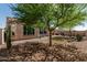 Landscaped backyard with desert plants, decorative rocks, and mature trees providing shade at 10412 W Cottontail Ln, Peoria, AZ 85383