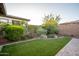 Serene backyard with artificial turf, desert landscaping, and a private setting at 13330 W Milton Dr, Peoria, AZ 85383