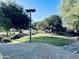 A nice grassy area surrounded by mature shade trees, a walking path, and a decorative rock border at 1630 W Pecan Rd, Phoenix, AZ 85041