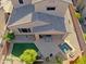 Aerial view of the property showcasing the home, backyard, patio, and pool at 3581 S Arizona Pl, Chandler, AZ 85286