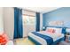 Brightly lit bedroom with blue accent wall and modern decor at 6945 E Osborn Rd # B, Scottsdale, AZ 85251