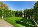 Green backyard featuring a putting green area with manicured hedges at 8038 E Clarendon Ave, Scottsdale, AZ 85251