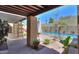 Relaxing backyard area with a view of the pool from under the pergola at 1131 N Cherry --, Mesa, AZ 85201