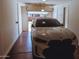Interior view of the garage showing a white BMW car and garage door opening at 1183 S Tumbleweed Ln, Chandler, AZ 85286