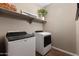 Functional laundry room with modern appliances and shelving providing ample space for storage and organization at 1255 N Arizona Ave # 1013, Chandler, AZ 85225