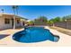 Backyard pool with a surrounding patio area and lush tropical landscaping at 1352 W Naranja Ave, Mesa, AZ 85202
