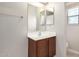 Bathroom with a single sink vanity, ample lighting, and white painted walls at 21182 E Stonecrest Dr, Queen Creek, AZ 85142