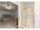 View of a bright ensuite bathroom featuring a stand-up shower and vanity at 215 N Power Rd # 21, Mesa, AZ 85205