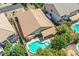 Aerial view showcasing the backyard pool, patio, and well-maintained landscaping at 45131 W Horse Mesa Rd, Maricopa, AZ 85139