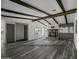 Living room with exposed beams, stone fireplace, wood-look flooring, and natural light at 53925 W Stallion Rd, Maricopa, AZ 85139