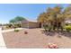 Lovely single-story home with desert landscaping, including mature trees, offering curb appeal and shade at 15874 W Wildflower Dr, Surprise, AZ 85374