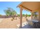 Covered patio area overlooking a desert-landscaped backyard with desert vegetation at 16354 W Labyrinth Ln, Surprise, AZ 85374
