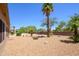 The home features desert landscaping and mature palm trees surrounding the property at 16354 W Labyrinth Ln, Surprise, AZ 85374