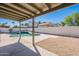 Relaxing backyard with covered patio, desert landscaping, and refreshing pool at 3608 W Fairview Ln, Chandler, AZ 85226