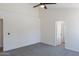 Bright main bedroom featuring neutral walls, carpet floors, and a ceiling fan at 3608 W Fairview Ln, Chandler, AZ 85226