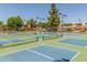 Outdoor pickleball courts with blue and green surfaces provide an active recreation space for residents at 4135 E Altadena Ave, Phoenix, AZ 85028