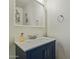 Cozy powder room offers a modern vanity with sink and brushed nickel fixtures at 3064 E Michelle Way, Gilbert, AZ 85234