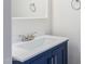 Bright bathroom featuring a single sink vanity with brushed nickel faucet at 3064 E Michelle Way, Gilbert, AZ 85234