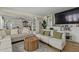 Bright living room featuring wood flooring, light grey sofas, decor, and ample natural light at 3064 E Michelle Way, Gilbert, AZ 85234