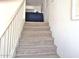 Carpeted staircase with white railing, ascending to the upper level of the home; walls are painted an off-white hue at 44583 W Sandstone Dr, Maricopa, AZ 85139