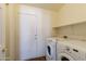 Practical laundry room with modern appliances and a convenient overhead shelf at 909 E Harwell Rd, Phoenix, AZ 85042
